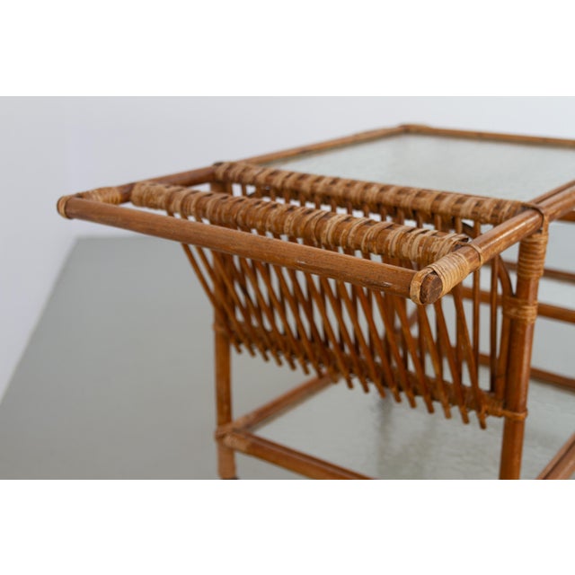 Danish Bamboo and Rattan Bar Cart, 1950s For Sale - Image 12 of 18