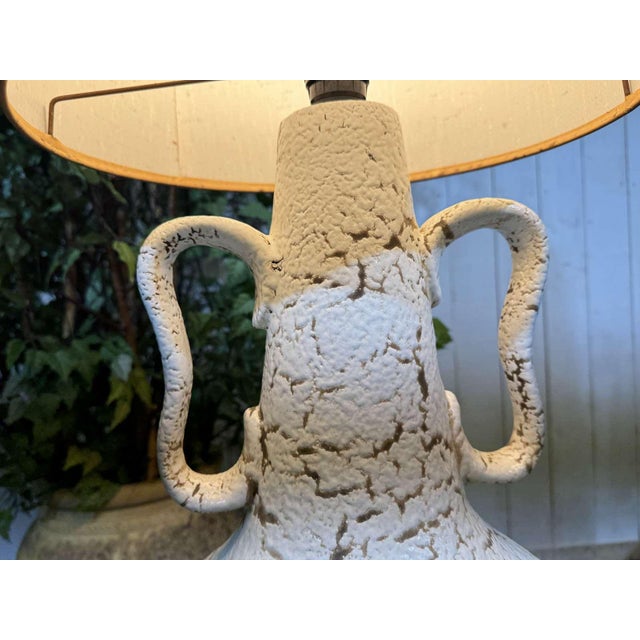 White Ceramic Lamp with Lampshade, 1970s For Sale - Image 9 of 17