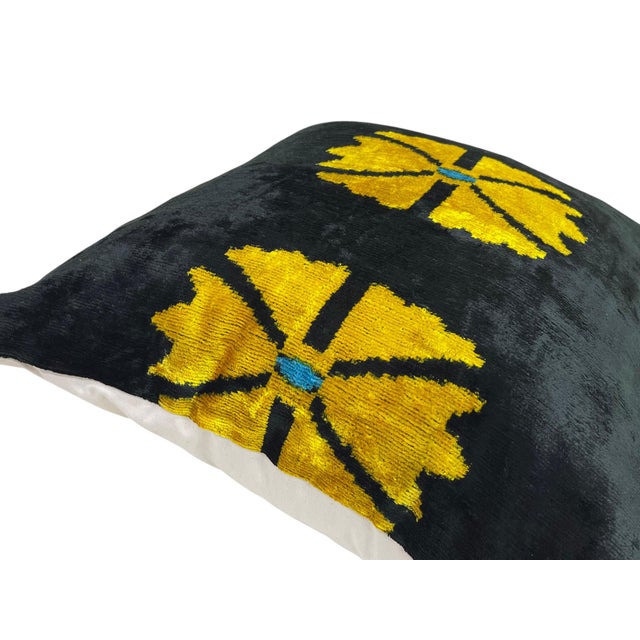 Textile Velvet Silk Cushion Cover with Flower Design, 2000s For Sale - Image 7 of 11