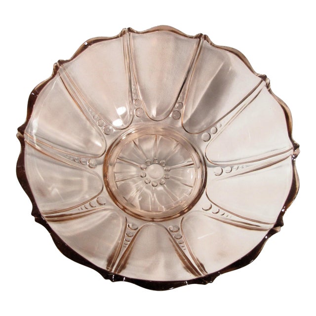 Vintage Anchor Hocking Pink Oyster and Pearl Depression Glass Bowl For Sale