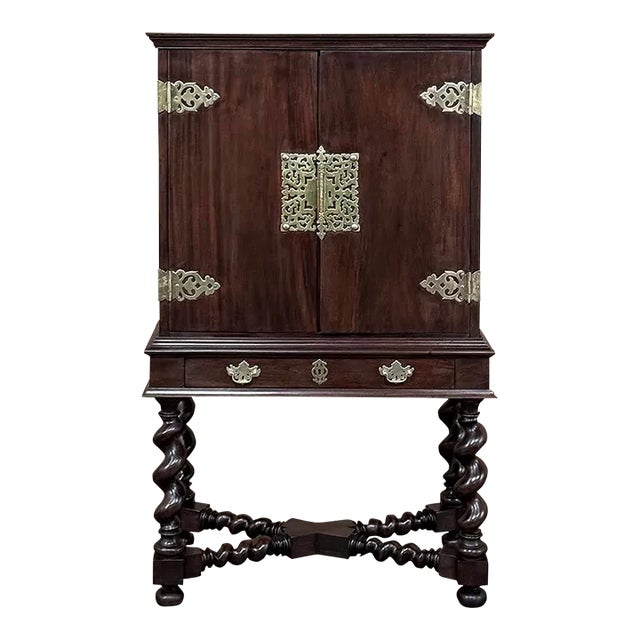 19th Century Dutch Collector’s Cabinet With Brass Hardware For Sale