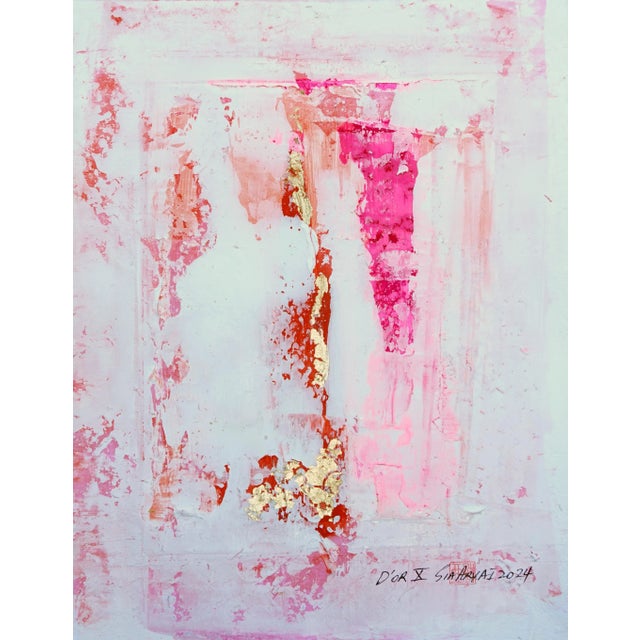 D’OR Abstract gold leaf/ pink framed painting Gold leaf is brilliant for modern painting. Brings to life elegant details...