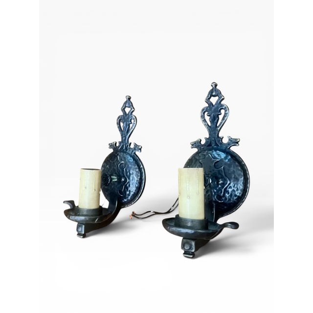 1990s Rejuvenation Metal Sconces - A Pair For Sale - Image 4 of 7