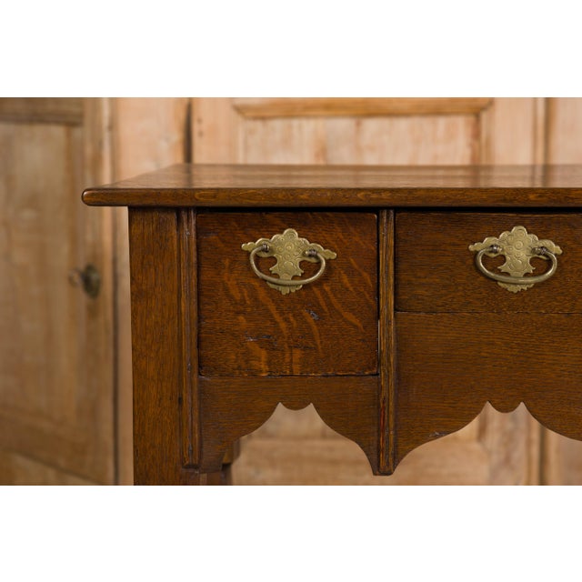 English Georgian 19th Century Oak Table with Three Drawers and Cabriole Legs For Sale - Image 9 of 12