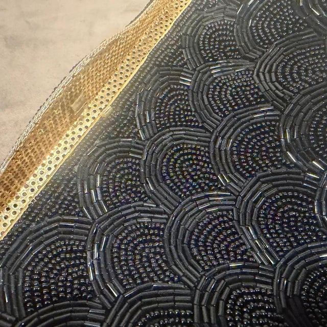 1940s High Quality Black Beads and Brass French Evening Bag For Sale - Image 11 of 18