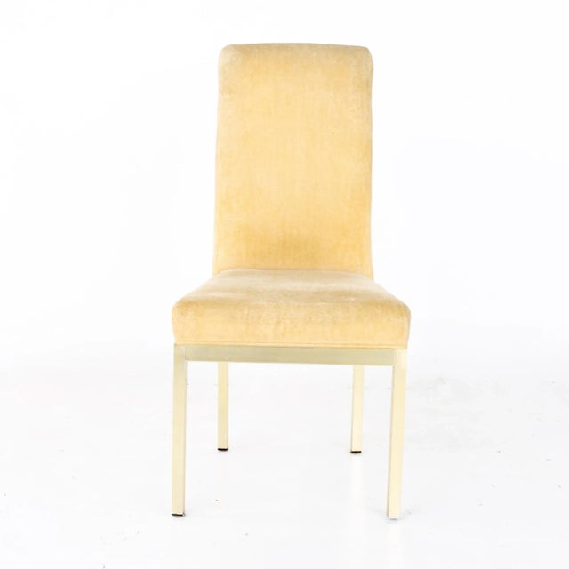 Light Yellow Milo Baughman Style for Design Institute of America Mid Century Brass Dining Chairs - Set of 6 For Sale - Image 8 of 13