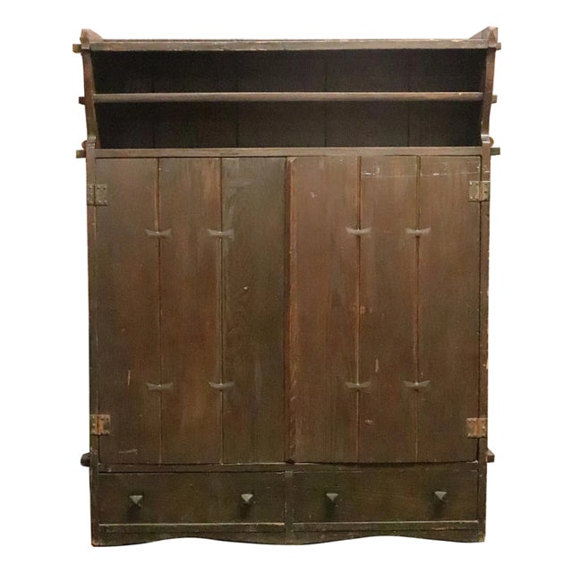 20th Century Early Arts & Crafts Oak Storage Cabinet For Sale