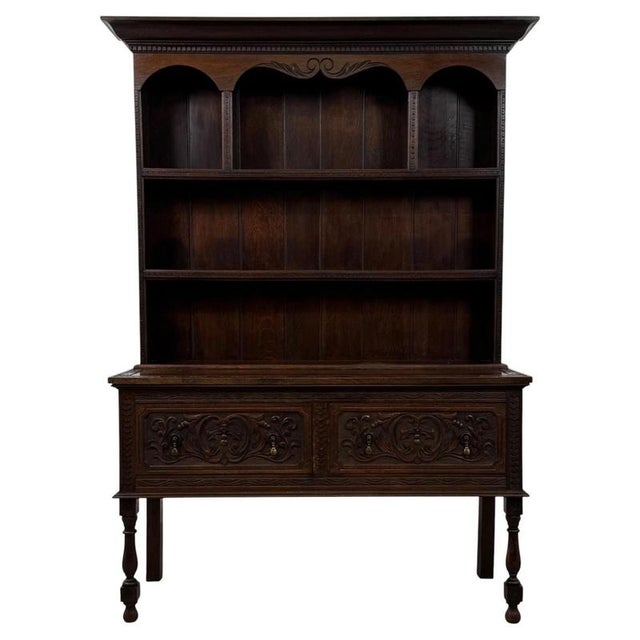 Antique 19th Century English Oak Dresser with Carved Decoration For Sale - Image 12 of 12