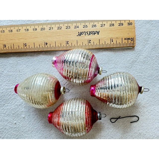 Japanese Vintage Glass Lantern Tree Ornaments - Set of 4 For Sale - Image 3 of 3