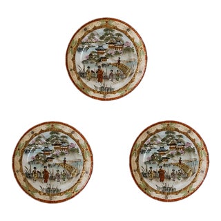 Vintage Hand-Painted Japanese Porcelain Decorative Plates, Set of 3 + Bonus Plate For Sale