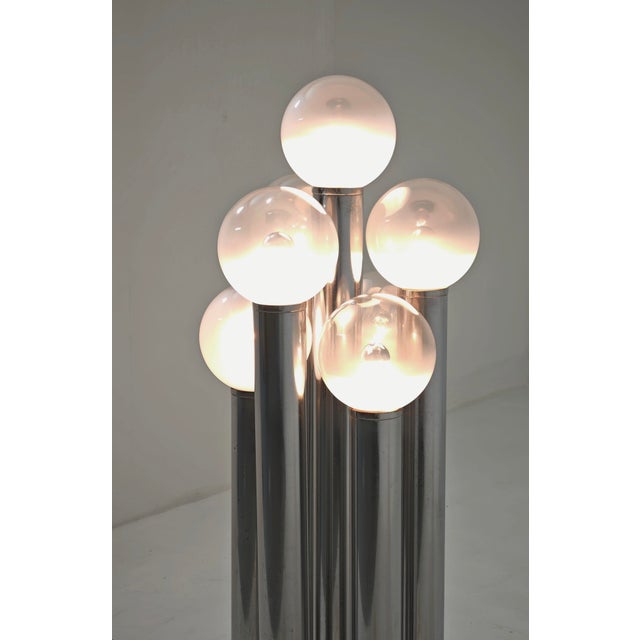 Mid-Century Modern Space Age Floor Lamp in Chromed Metal and Murano Glass by Goffredo Reggiani, Italy, 1970s For Sale - Image 12 of 16