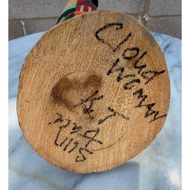 Rustic Vintage Signed k.t. Spencer "Cloud Woman" Hand-Carved Wood Kachina Doll - 17.5" For Sale - Image 3 of 6