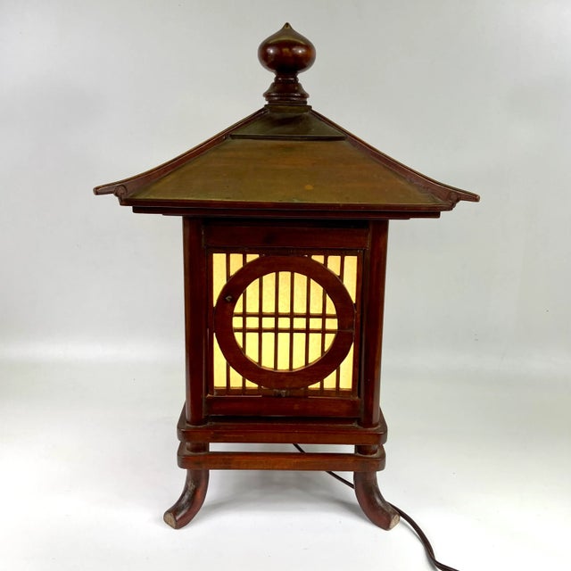 Japanese Wooden Japanese Indoor Light For Sale - Image 3 of 8