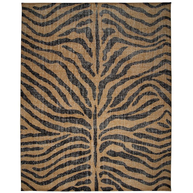 2020s Schumacher Zebre 9' x 12' Hand-Knotted Rug in Brown/ Black For Sale - Image 5 of 5