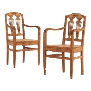 A Pair of French Louis XVI Style Carved Bleached Oak Armchairs, C 1890.