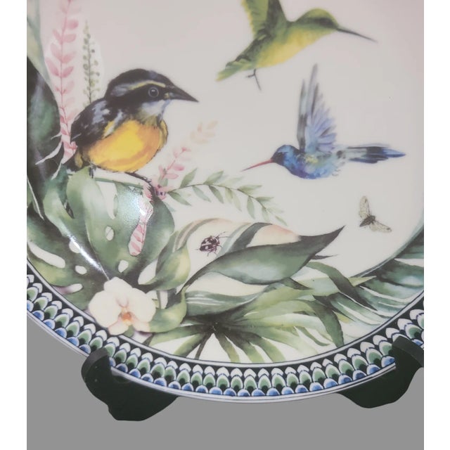 Traditional Vintage Heinen Delfts Blaum Hummingbird Floral Platter Decorative Wall Plate For Sale - Image 3 of 8