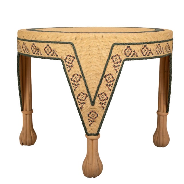 Rustic Southwestern Aztec Style Round Wicker Center Table For Sale - Image 3 of 9