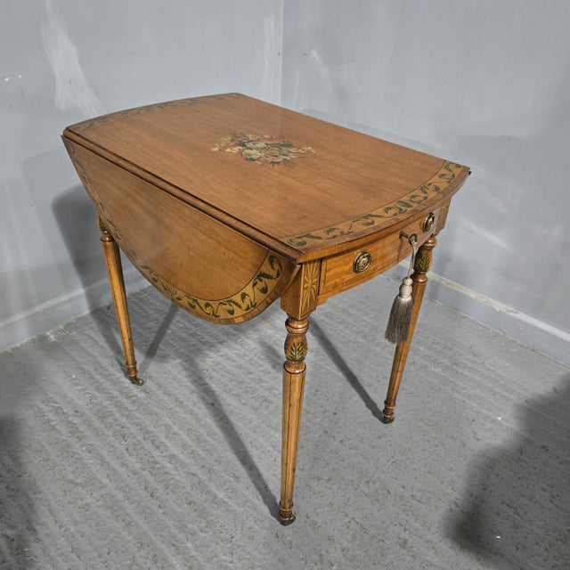 Vintage Painted Satinwood Pembroke Table, 1920 For Sale - Image 3 of 16