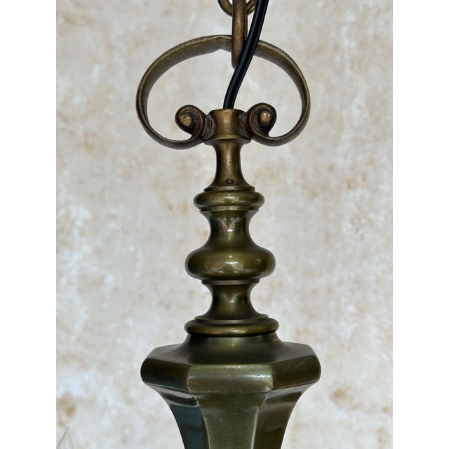 Small French 1940's Bronze Chandelier For Sale - Image 11 of 11