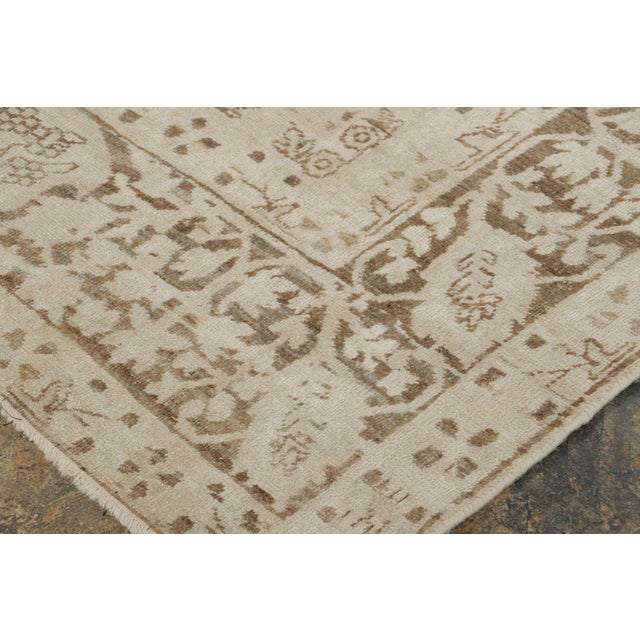 Early 19th Century Antique Persian Kerman Rug in Tonal Beige With Floral Patterns - Rug & Kilim For Sale - Image 5 of 6