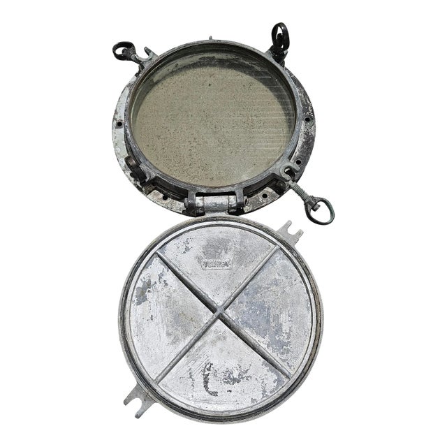 1950s Vintage Ships Porthole Window Brass & Aluminum For Sale