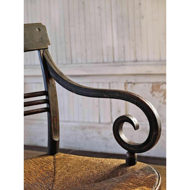 Mid 19th Century Fancy Armchair Antique With Rush Seat For Sale - Image 5 of 10