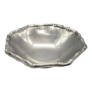 Vintage Mariposa Bamboo Pewter Serving Dish / Bowl For Sale