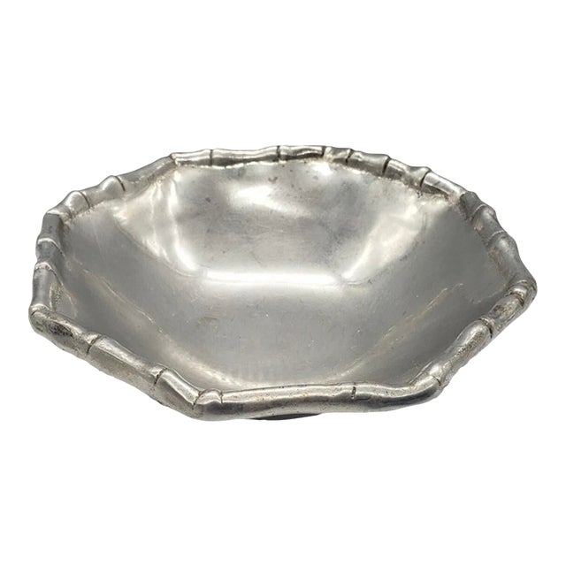 Vintage Mariposa Bamboo Pewter Serving Dish / Bowl For Sale