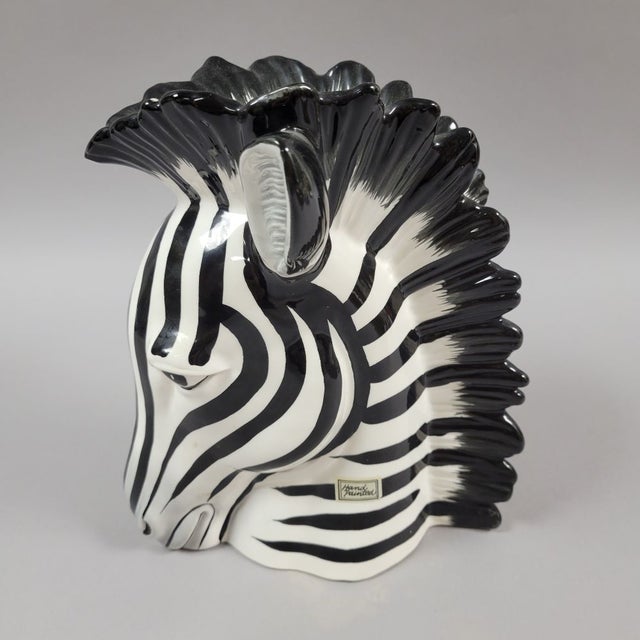 Fitz and Floyd Vintage Fitz and Floyd Zebra Head Vase Planter For Sale - Image 4 of 10