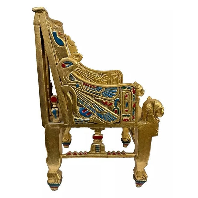 2000 - 2009 Mini King Tut Throne Replica – Handmade Egyptian Collectible Figurine Chair Decor For Sale - Image 5 of 11