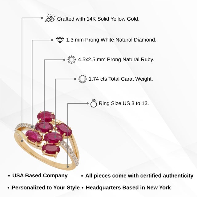 1.74ct Oval Ruby and Diamond Accent Cluster Ring in 14k Yellow Gold Size 4 For Sale - Image 12 of 17