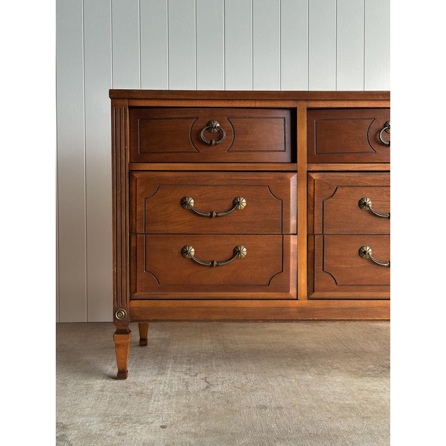 Mid-Century Modern Vintage Walnut Triple Dresser by Ward Furniture, C. 1970s For Sale - Image 3 of 18