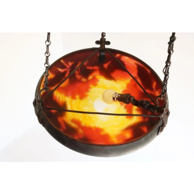 French Art Nouveau Pendant Light from Daum Nancy, 1910s For Sale - Image 6 of 13