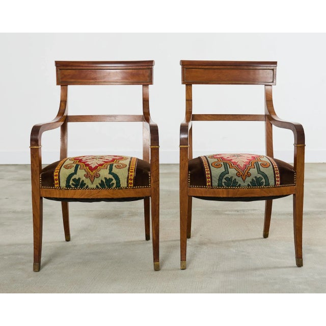 Set of Six English Regency Walnut Dining or Library Armchairs For Sale - Image 4 of 12