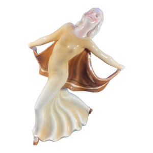 Vintage 1930s 1940s German Dancing Woman Ceramic Figurine by Josef Lorenzl