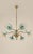 Mid-Century Modern Italian Brass and Turquoise 6-Arm Chandelier With Etched Glass Shades, 1950s For Sale - Image 4 of 5