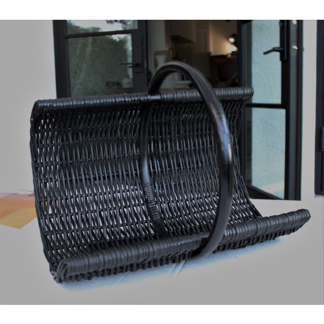 Mid-Century Modern Rattan Magazine Rack/ For Sale In Los Angeles - Image 6 of 7