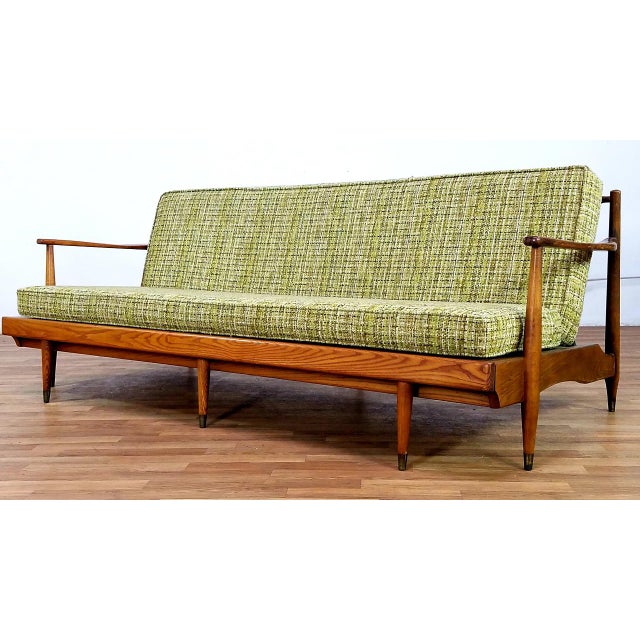 Mid Century Modern Vintage Style Linen Sleeper Futon Sofa Baci Living