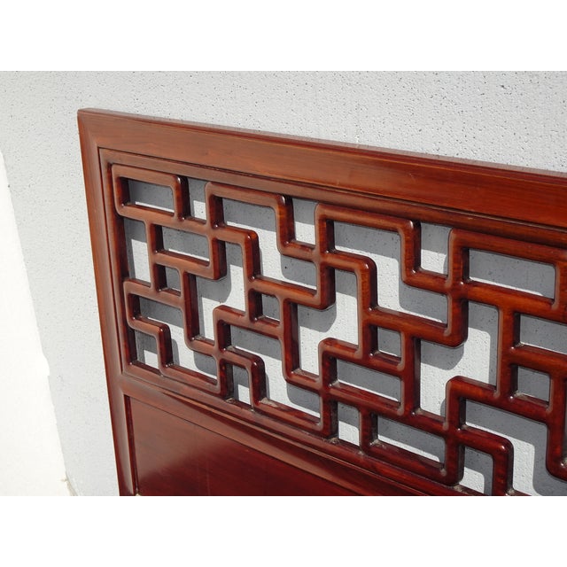 Wood Vintage Chinoiserie Asian Style Queen Headboard by Yin Yin For Sale - Image 7 of 12