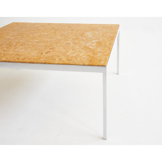 1970s Square Yellow Marble Coffee Table with Chromed Metal Base, 1970s For Sale - Image 5 of 9
