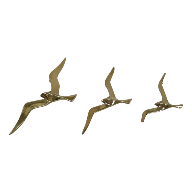 German Flying Birds in Brass Wall Sculptures, Set of 3 For Sale