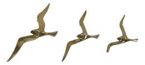 German Flying Birds in Brass Wall Sculptures, Set of 3