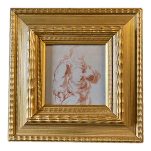 1970’s Original Vintage Abstract Female Nude Watercolor Painting Chunky Gold Frame