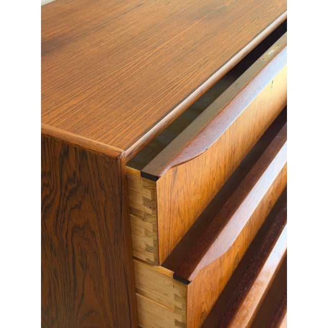 1960s Rosewood Tall 6-Drawer Dresser Danish Mid-Century Modern High Chest 1960s For Sale - Image 5 of 11