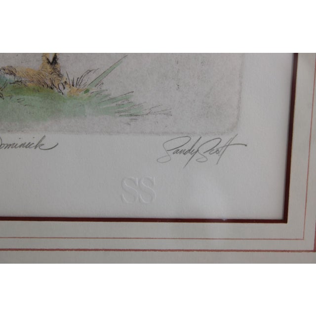 Traditional 1990s Sandy Scott Signed Etching Rooster Chicken Limited Edition Framed Art Dominick For Sale - Image 3 of 7