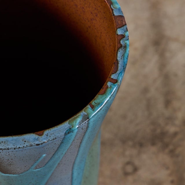 Architectural Pottery David Cressey Pro/Artisan Blue Flame-Glaze Sand Urn for Architectural Pottery For Sale - Image 4 of 12