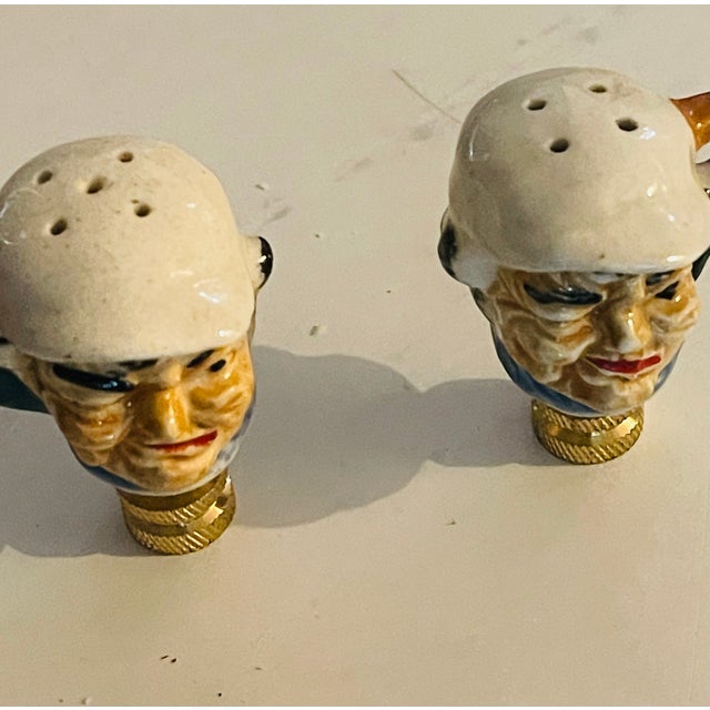American 1950s Baseball Faces Lamp Finials - a Pair For Sale - Image 3 of 3