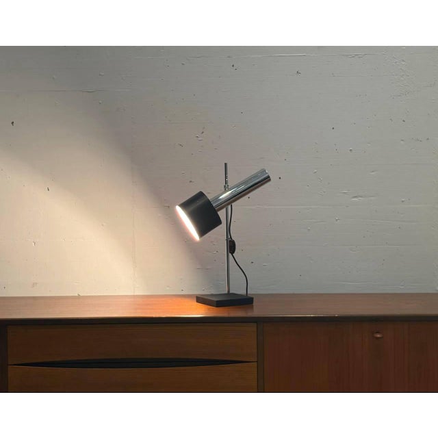 Metal Table Lamp with Chrome-Plated Frame and Stone Base, 1970s For Sale - Image 7 of 16