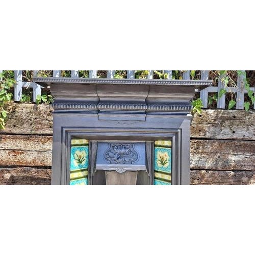 Antique Victorian Cast Iron Tiled Combination Fireplace Surround, 1899 For Sale - Image 4 of 18