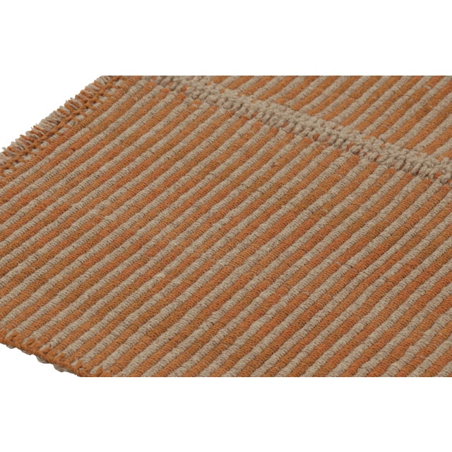 Contemporary Rug & Kilim's Accent Kilim, Beige With Orange Textural Stripes For Sale - Image 3 of 8